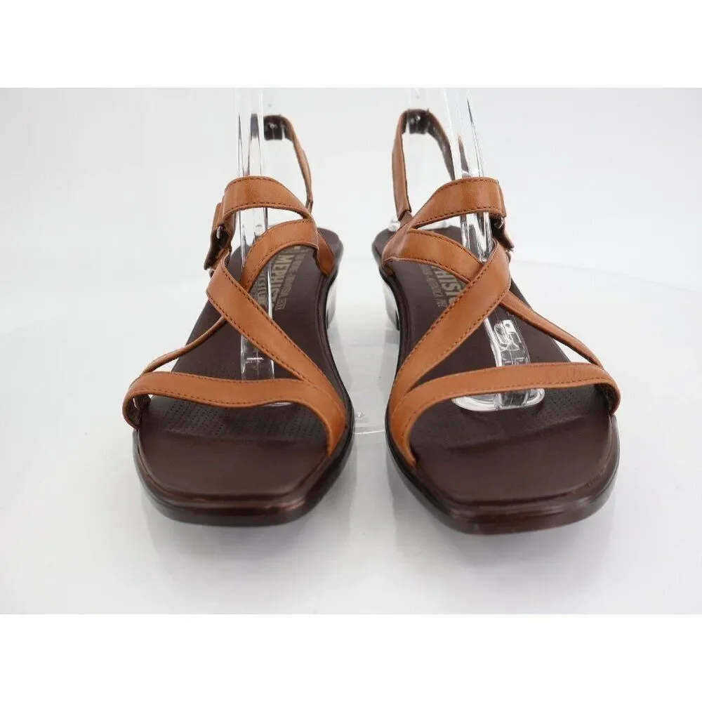 Mephisto France Women's Sandal Size 42 12 Block Heel Slingback Brown Leather